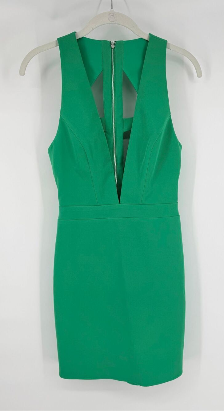 NBD x Naven Jamie Dress Size XS Jelly Bean Green Plunge Cutout Mini NWT Revolve